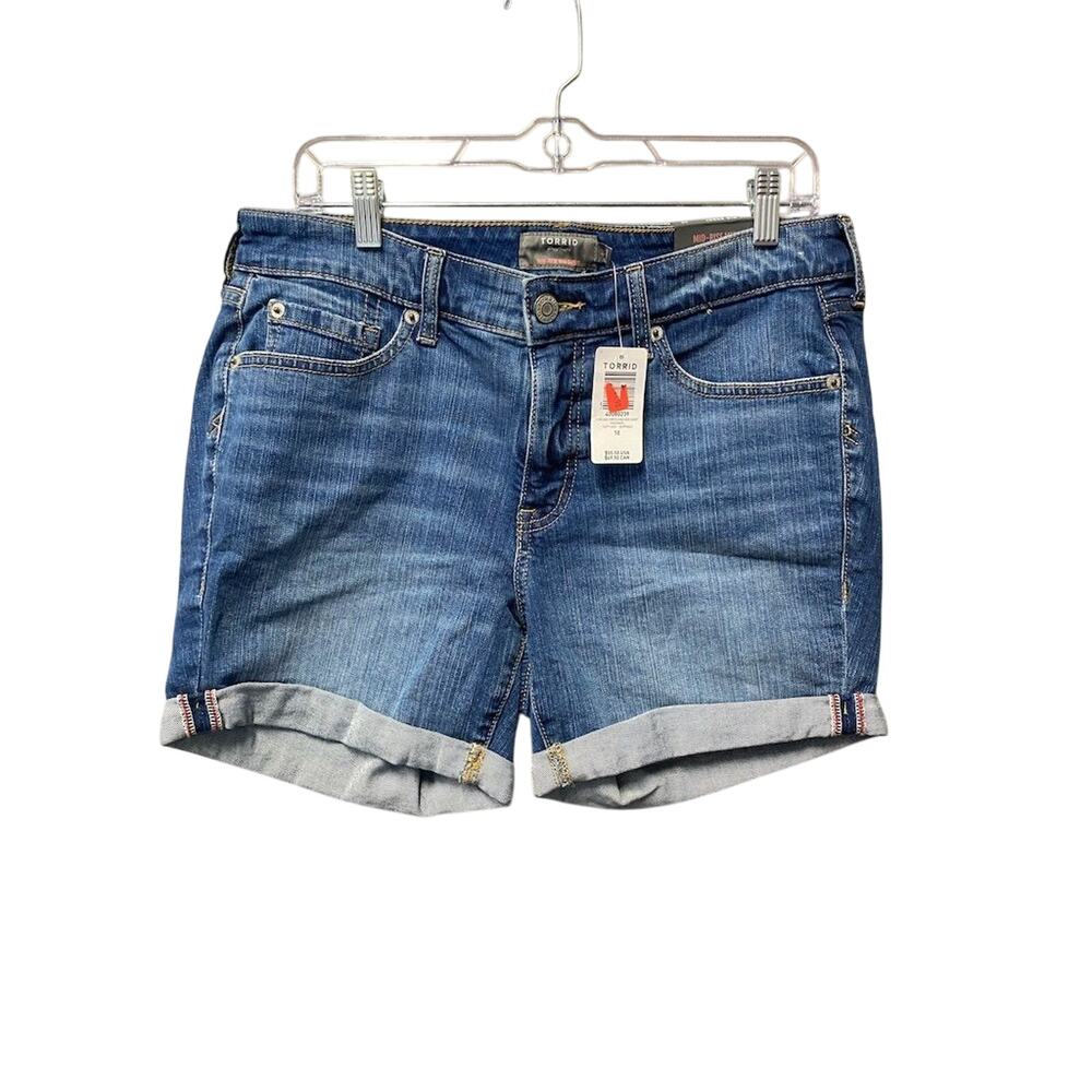 Torrid Women's Mid Rise Mid Denim Shorts Blue Size 10 Summer Casual cuffed